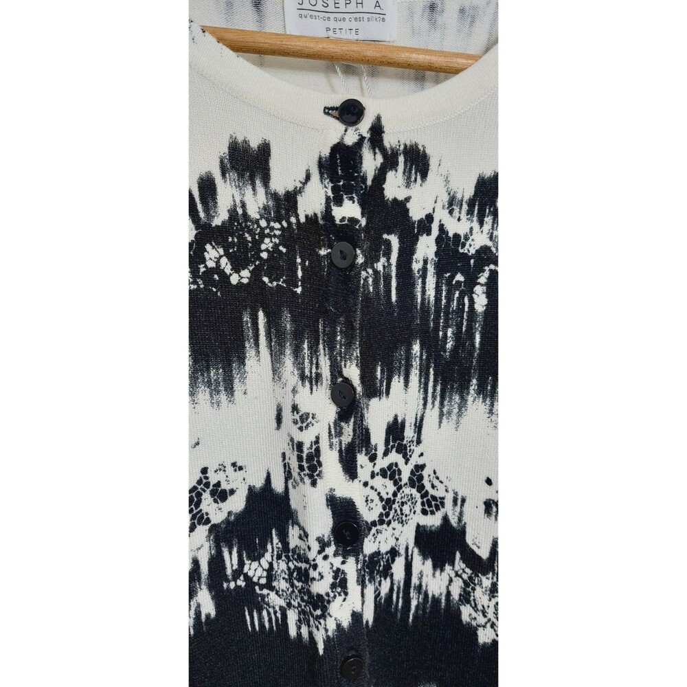 Joseph A. Women's Size Petite Medium Cardigan Black White - Picture 4 of 11